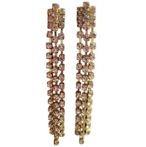 Gold Toned Crystal Cascade Earrings